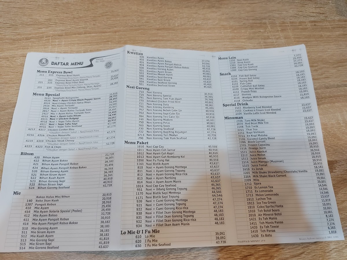 Menu Solaria - Mall Ska-5