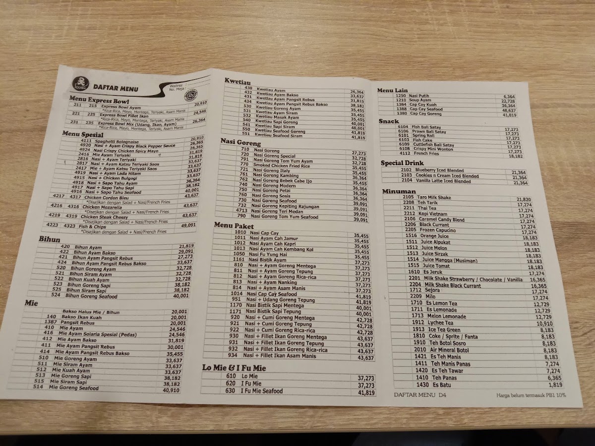 Menu Solaria - Mall Ska-8